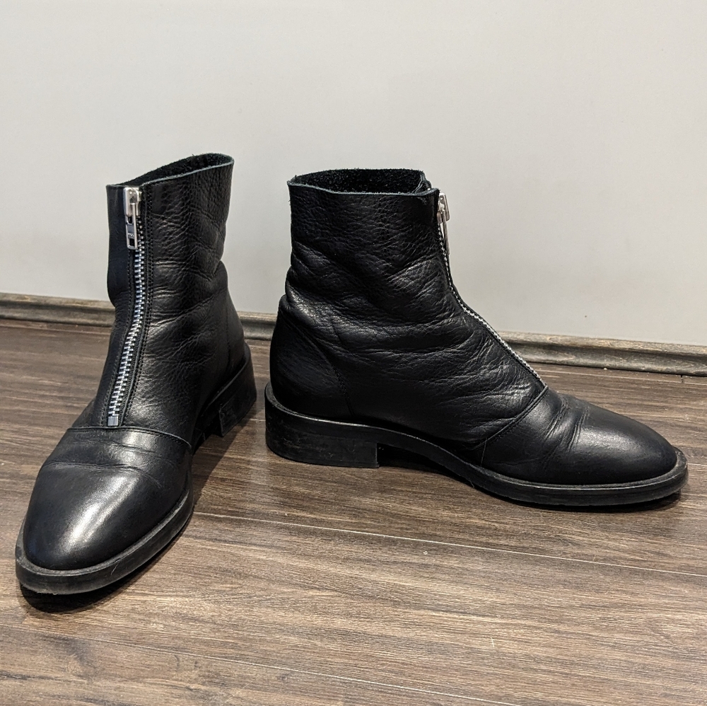 L'Intervalle Victory Boots in Black Tumble Leather